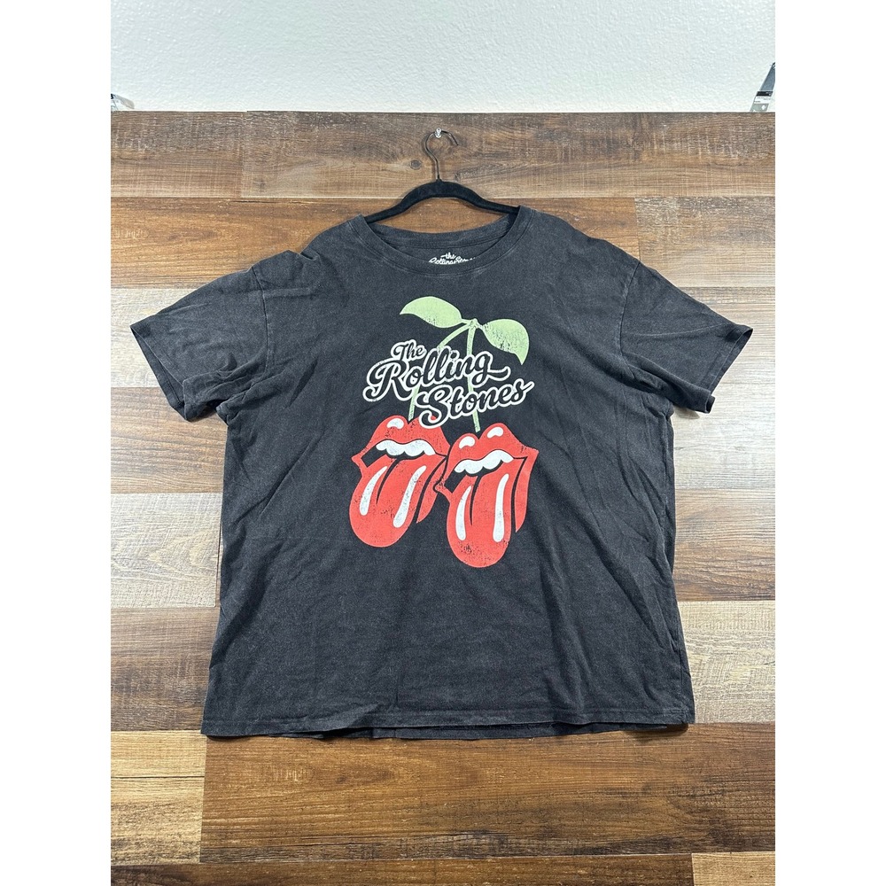 The Rolling Stones Cherry Tongue Logo Graphic T-Shirt Charcoal Black XL